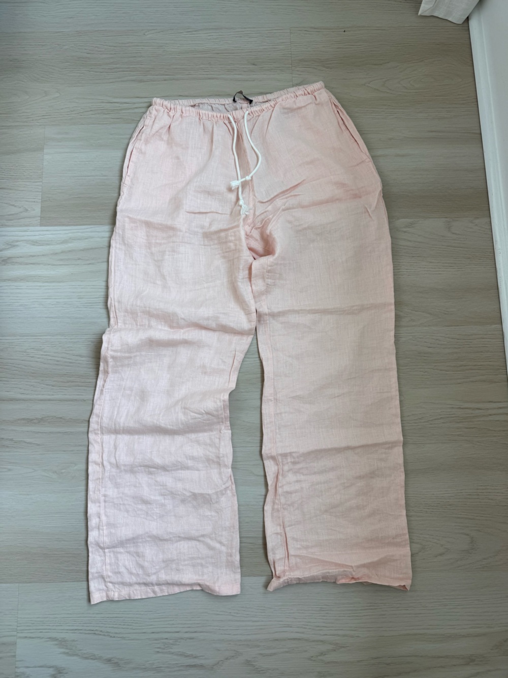 Brandy Melville Light Pink Drawstring Linen Pants